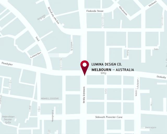 A map showing the location of Lumina Design Co. on Flinders Street in Melbourne.